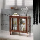 Vetrinetta con Ripiani in Vetro e Schienale Tappezzato Made in Italy - Assur Viadurini