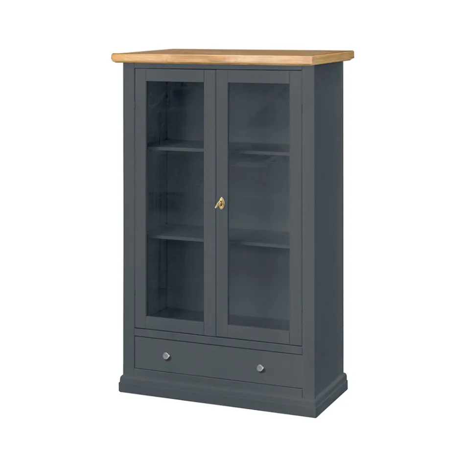 Vetrinetta in Legno con 1 Cassetto, 2 Ante e 2 Ripiani Made in Italy - Nanna Viadurini