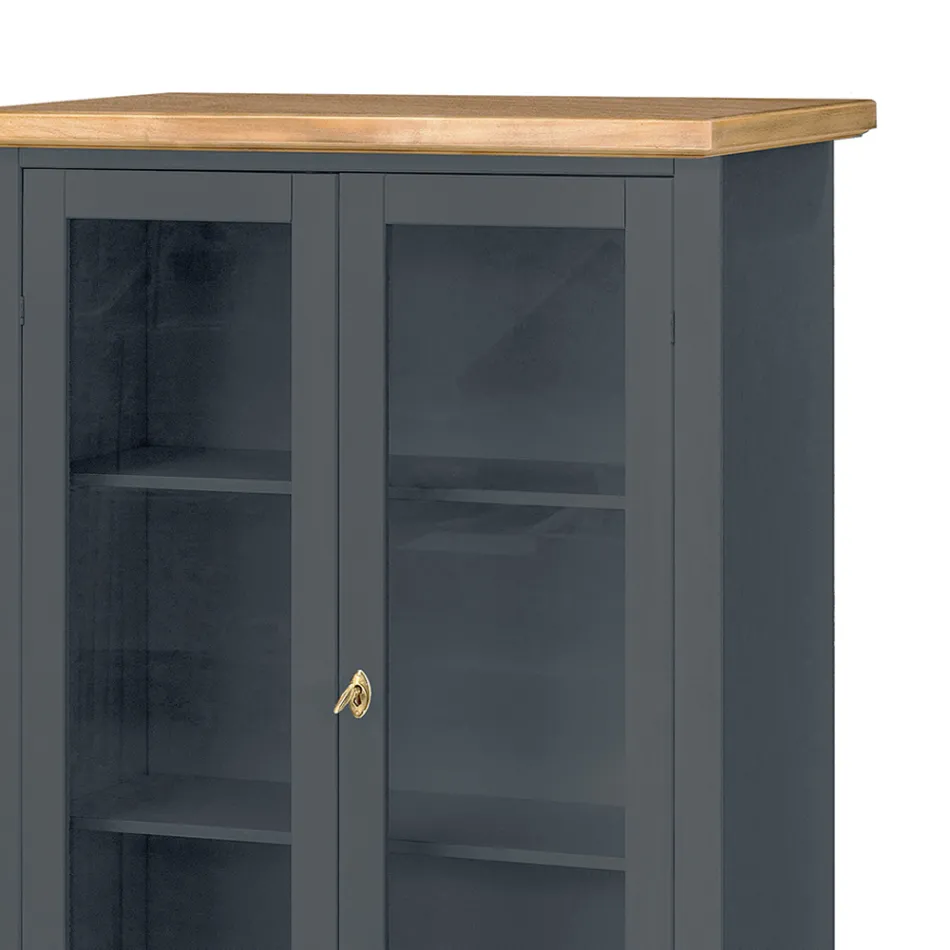 Vetrinetta in Legno con 1 Cassetto, 2 Ante e 2 Ripiani Made in Italy - Nanna Viadurini