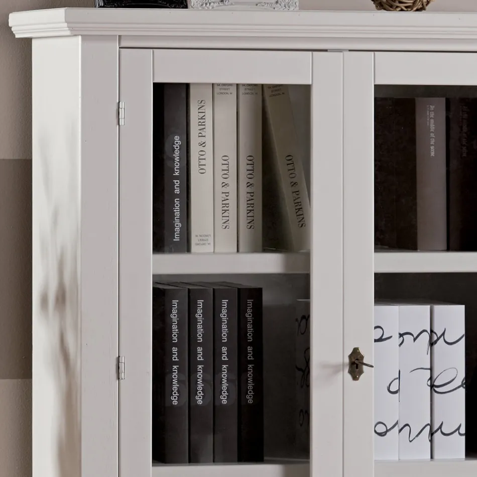 Vetrinetta in Legno con 1 Cassetto, 2 Ante e 2 Ripiani Made in Italy - Nanna Viadurini