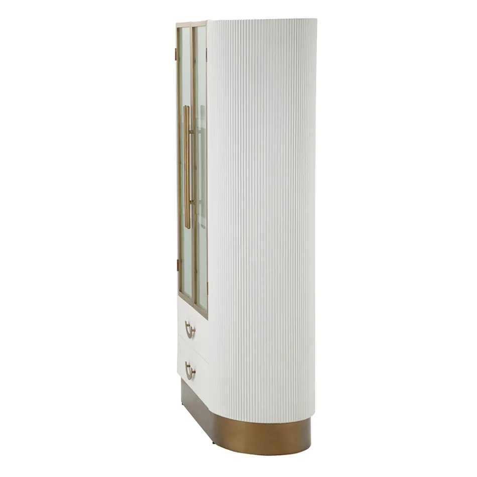 Vetrinetta in Legno con Piano e Inserti Arrotondati con 2 Ante e 2 Cassetti - Rachel Viadurini