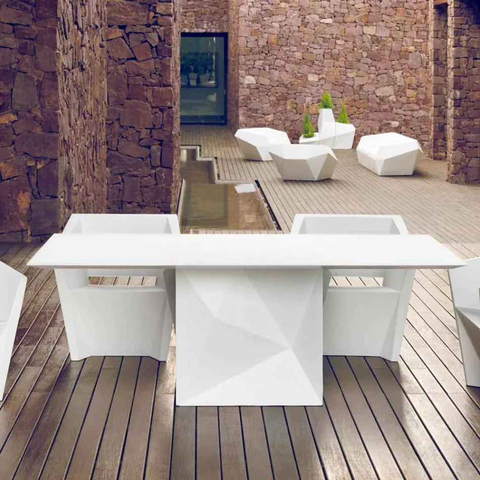 Vondom Faz tavolo da giardino laccato bianco L200xP100cm di design Viadurini