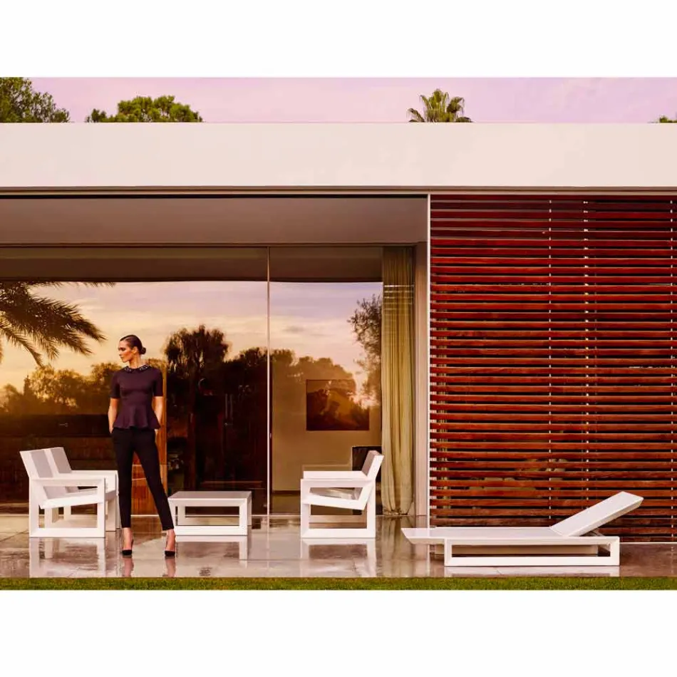 Vondom Frame lettino da giardino di design in polietilene bianco Viadurini