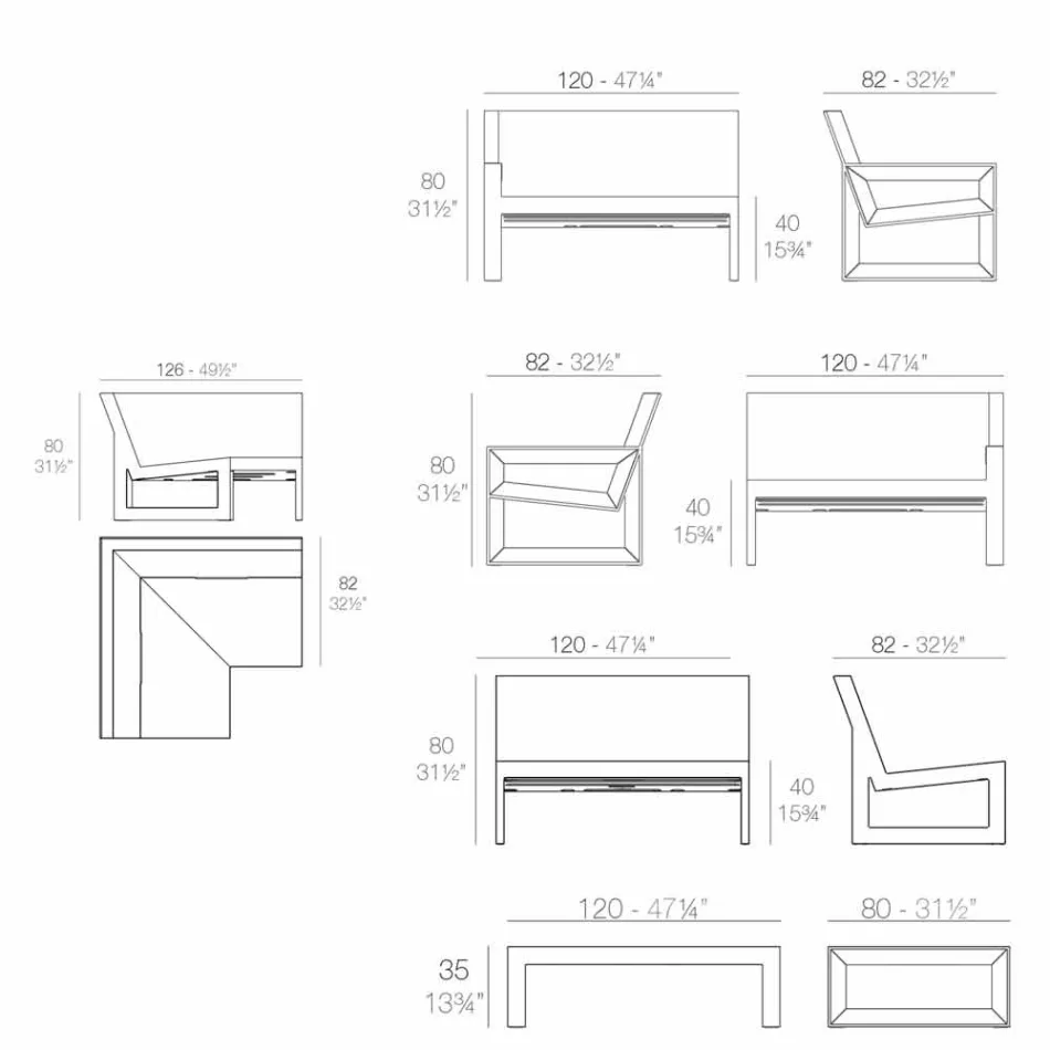 Vondom Frame salotto da giardino di design moderno Viadurini
