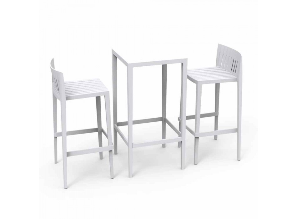 Vondom Spritz Set da giardino tavolo e due sgabelli bianco di design Viadurini