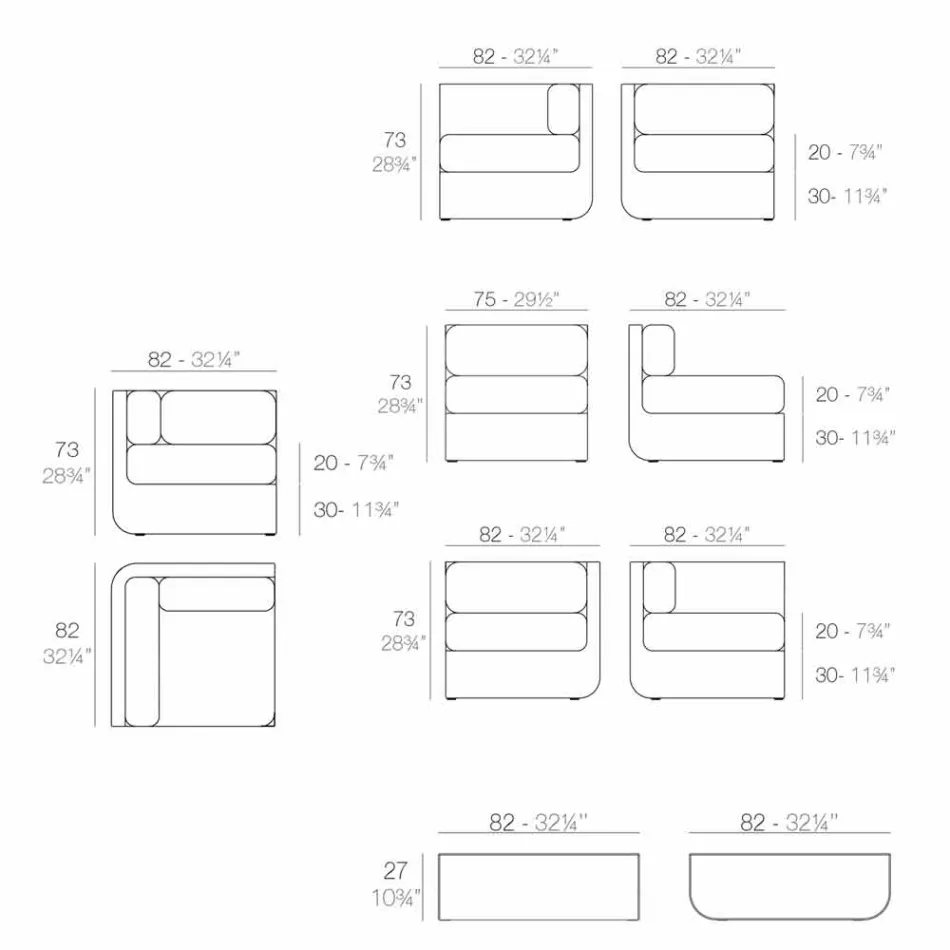 Vondom Ulm composizione salotto da giardino di design taupe Viadurini